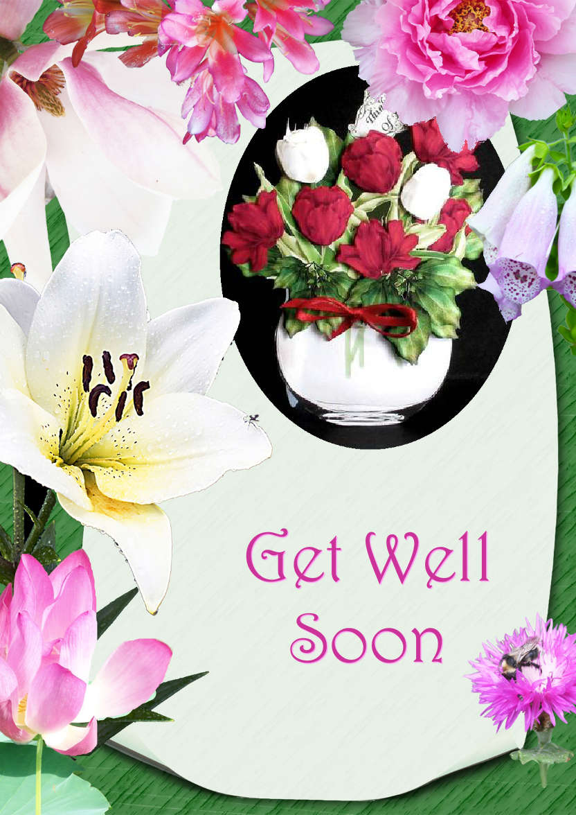 Floral Frame Get Well Soon Photo Card - card made with Crafty Bob's Card Creator