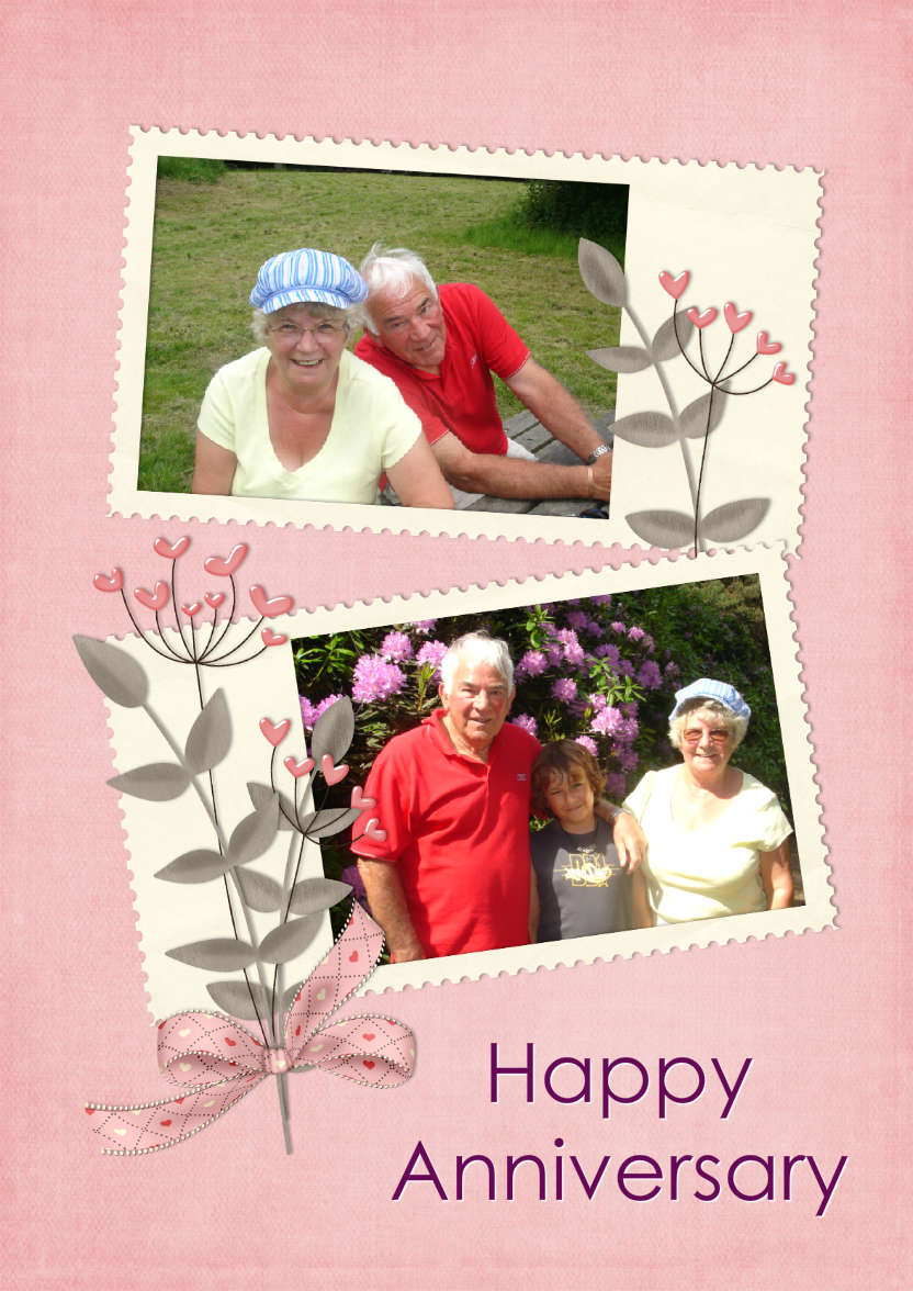 Scrapbook Style Anniversary Card - card made with Crafty Bob's Card Creator