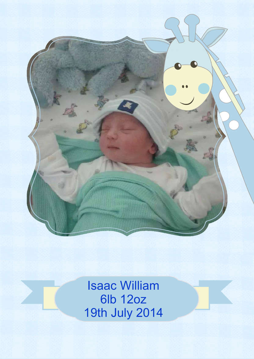 Baby Boy Giraffe Photo Card - card made with Crafty Bob's Card Creator