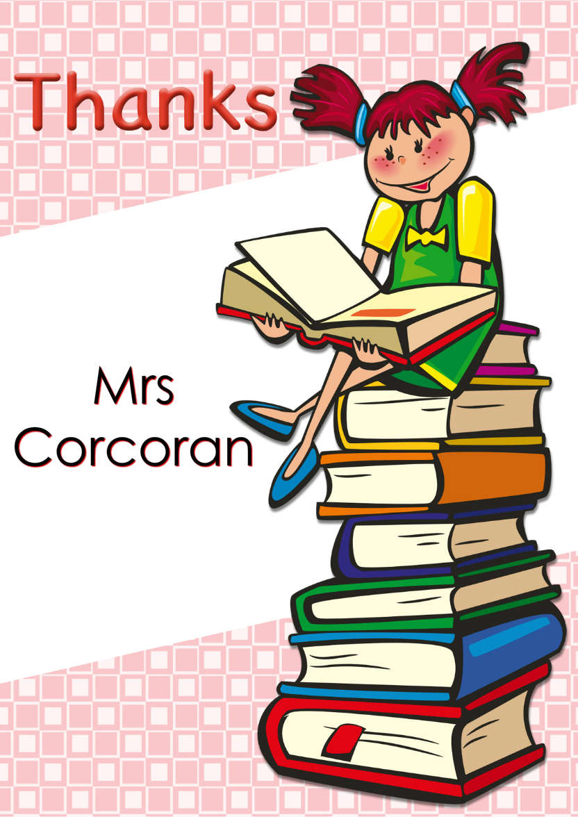 Girl with Books Thank You Teacher Card - card made with Crafty Bob's Card Creator