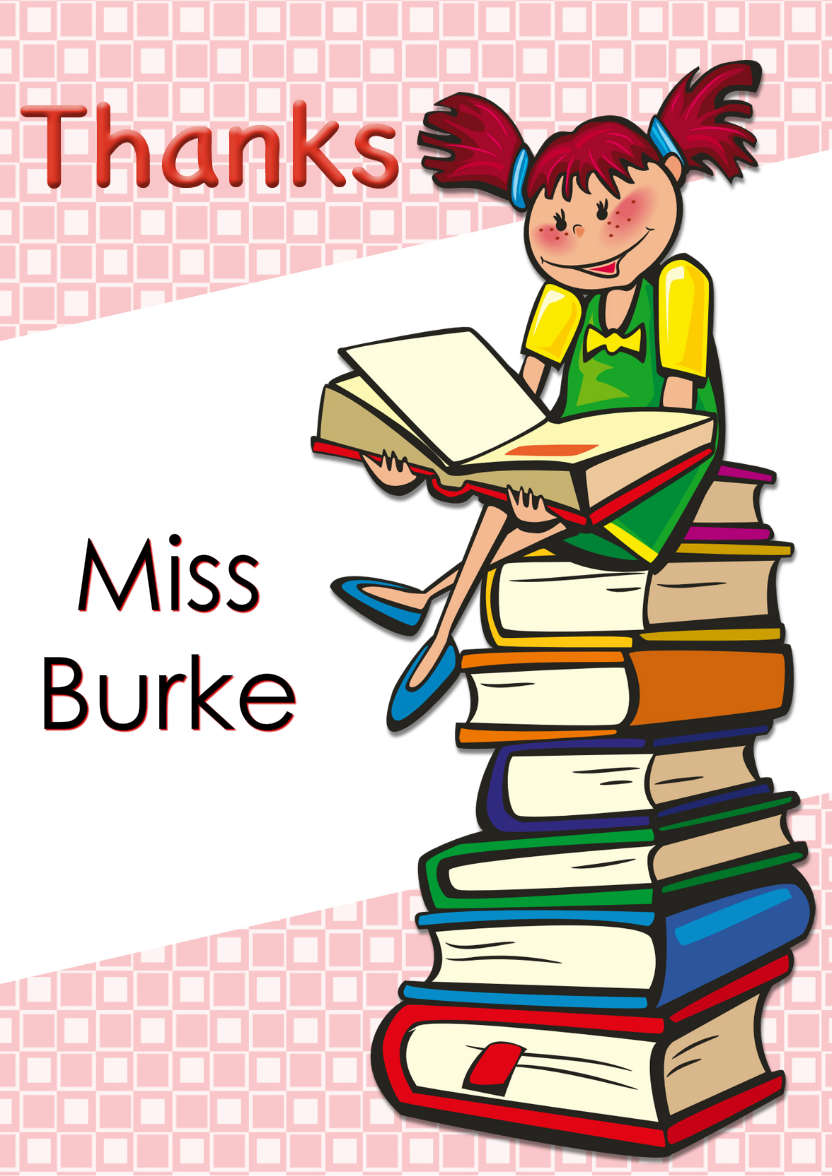 Girl with Books Thank You Teacher Card - card made with Crafty Bob's Card Creator