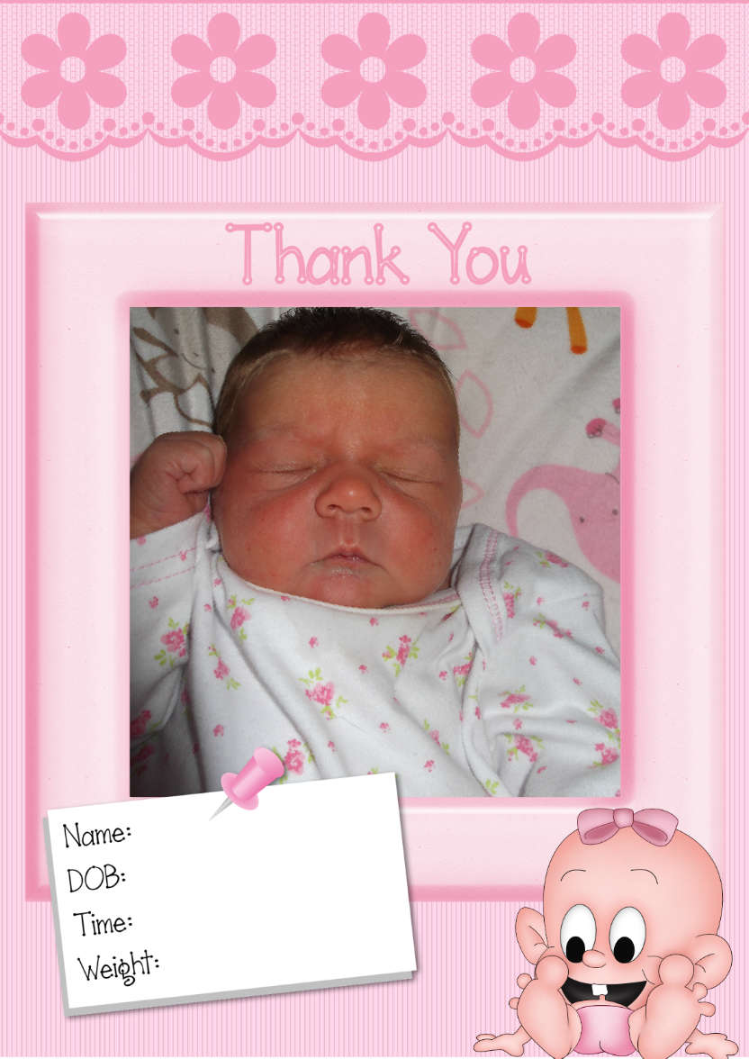 Baby Thank You Card - card made with Crafty Bob's Card Creator