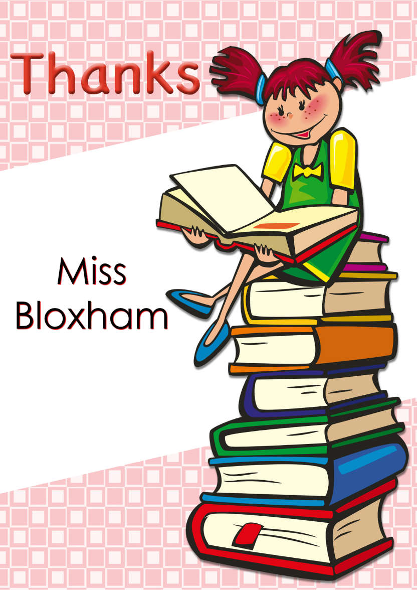 Girl with Books Thank You Teacher Card - card made with Crafty Bob's Card Creator