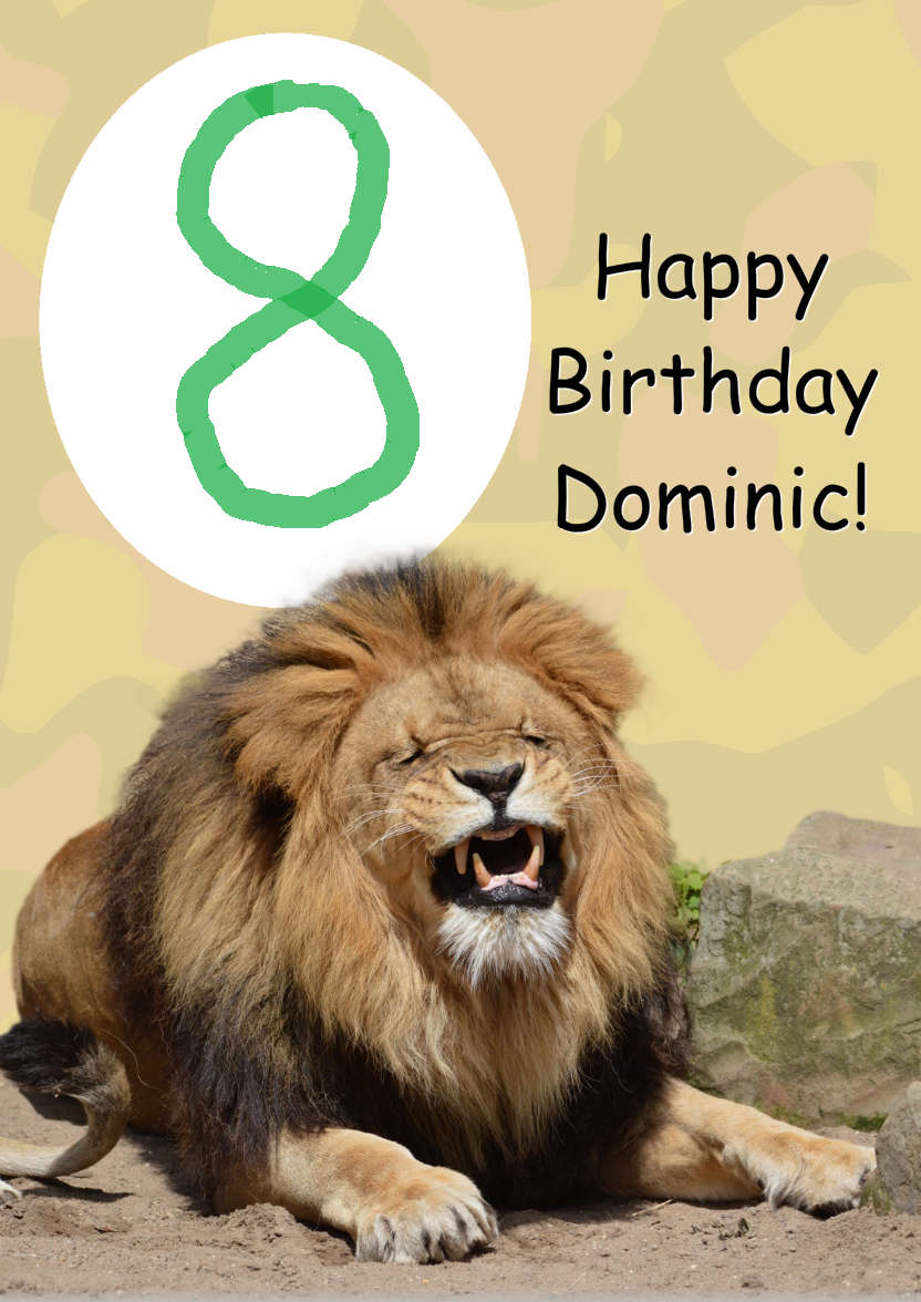 Laughing Lion Photo Card - card made with Crafty Bob's Card Creator