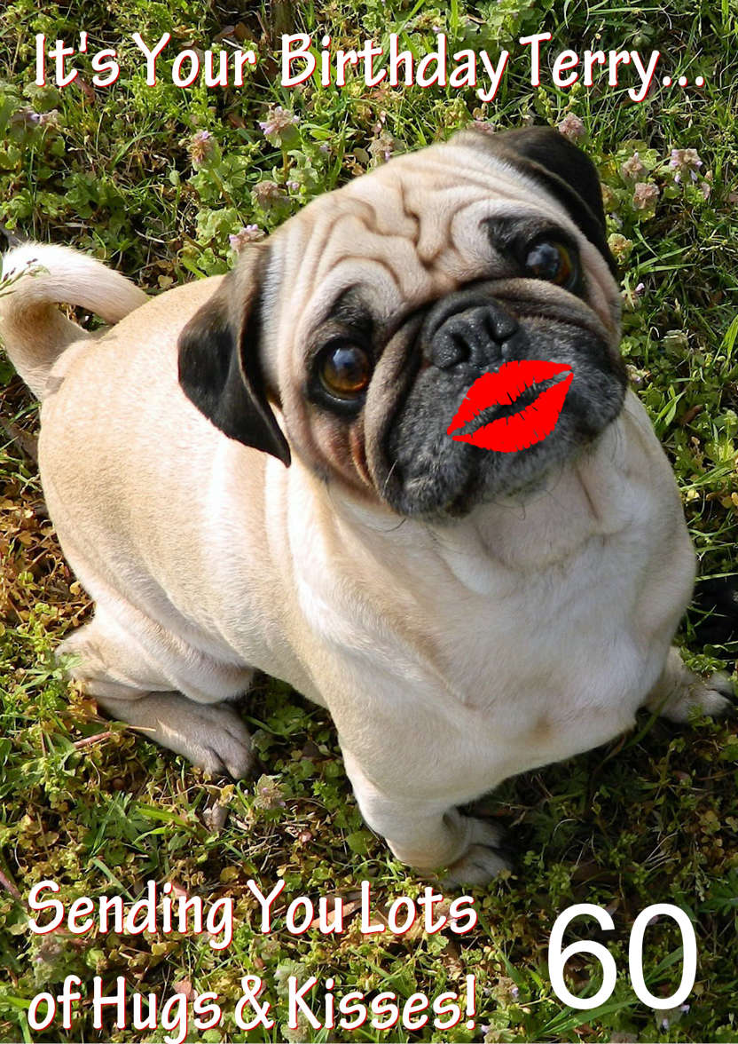 Pugs and Kisses Cute Card Front - card made with Crafty Bob's Card Creator