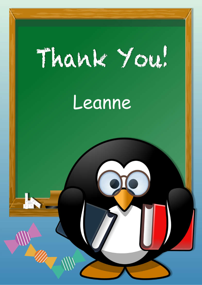Penguin Teacher - card made with Crafty Bob's Card Creator