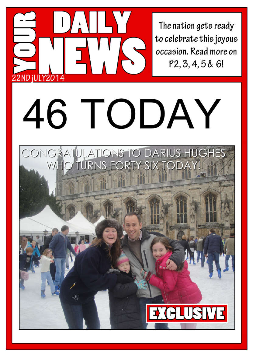 Your Daily News Spoof Newspaper Card Front - card made with Crafty Bob's Card Creator