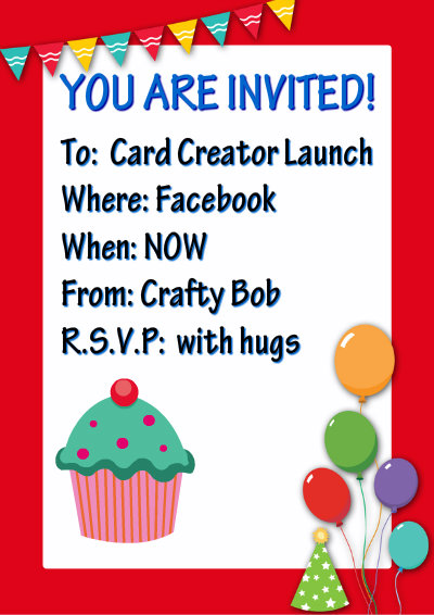 Party Balloons Invitation - card made with Crafty Bob's Card Creator