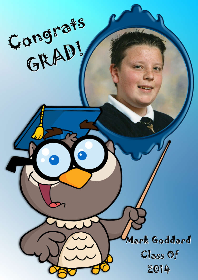 Owl Graduation Aperture Card Front - card made with Crafty Bob's Card Creator