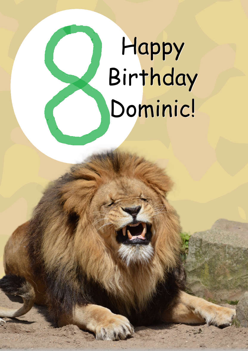 Laughing Lion Photo Card - card made with Crafty Bob's Card Creator