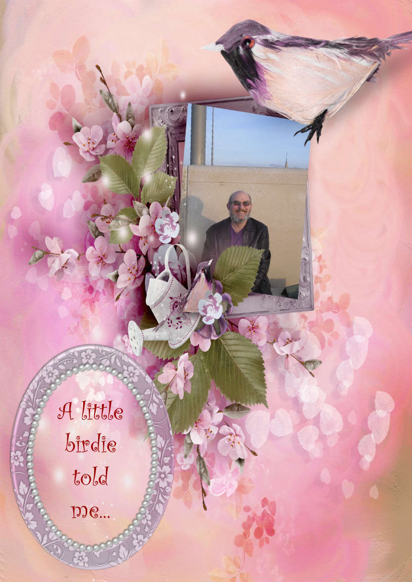 A Little Birdie Told Me -  Pink Floral Vignette - card made with Crafty Bob's Card Creator