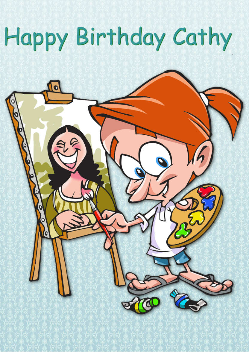 Painter/artist Female Card - card made with Crafty Bob's Card Creator