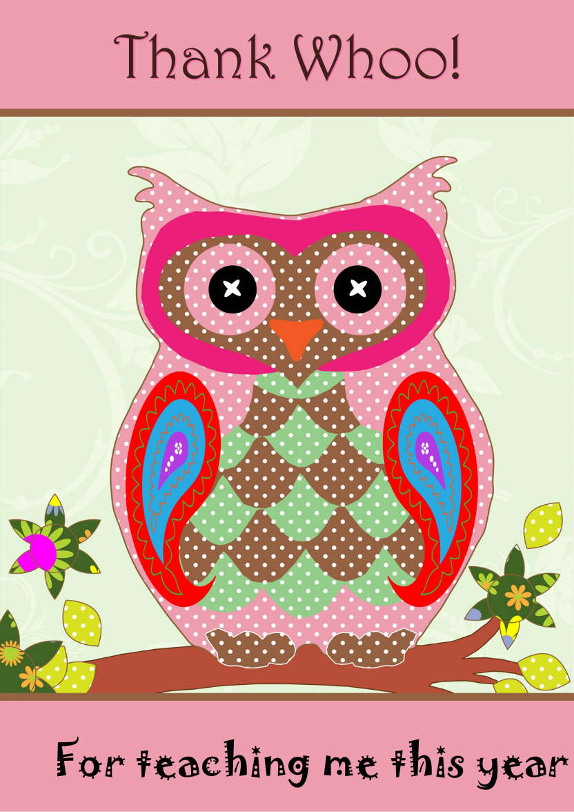 Thank Whoo Owl Card Front - card made with Crafty Bob's Card Creator