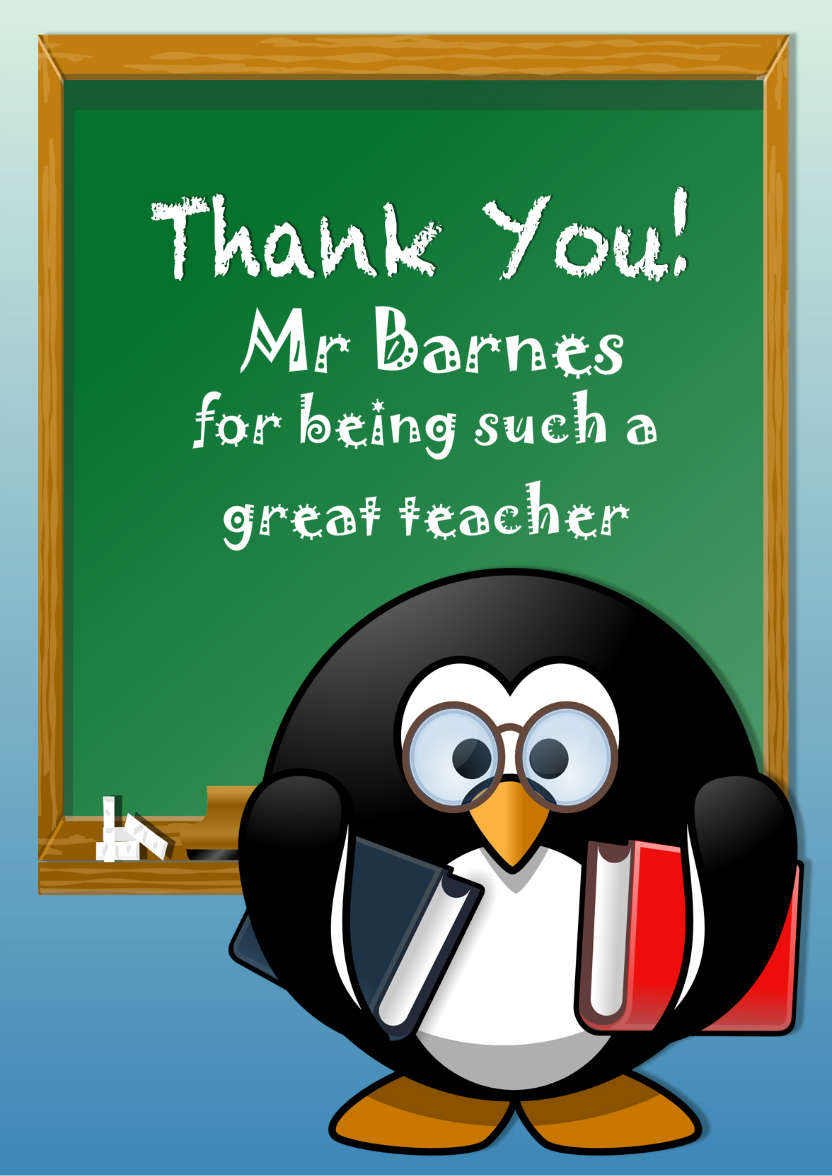 Penguin Teacher - card made with Crafty Bob's Card Creator