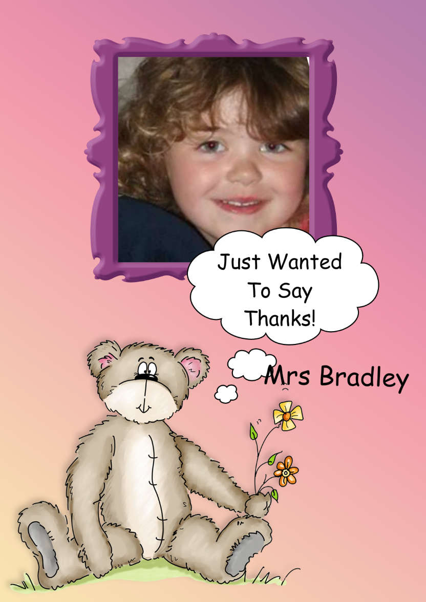 Thank You Teddy Aperture Card Front - card made with Crafty Bob's Card Creator