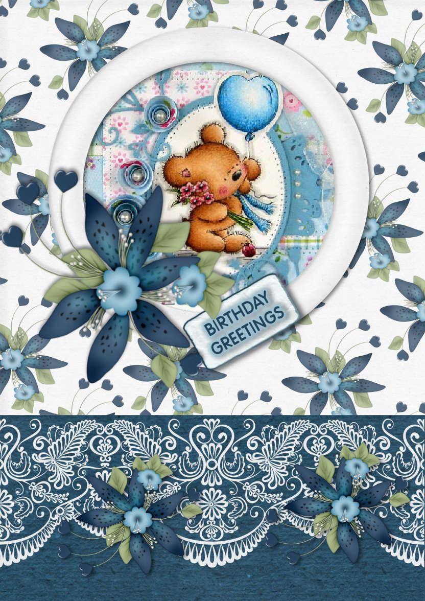 Blue Magic Floral - card made with Crafty Bob's Card Creator