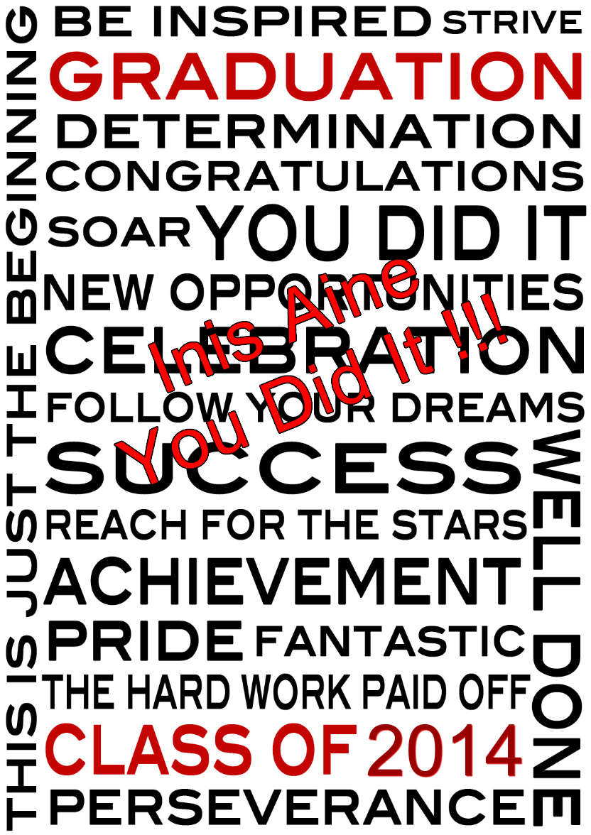 Graduation Word Card - card made with Crafty Bob's Card Creator