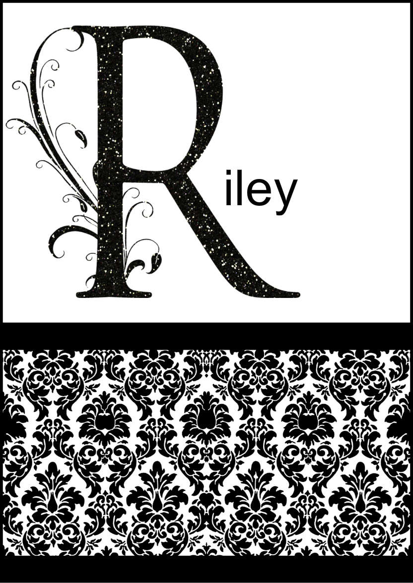 Damask Monogram Letter R Card - card made with Crafty Bob's Card Creator