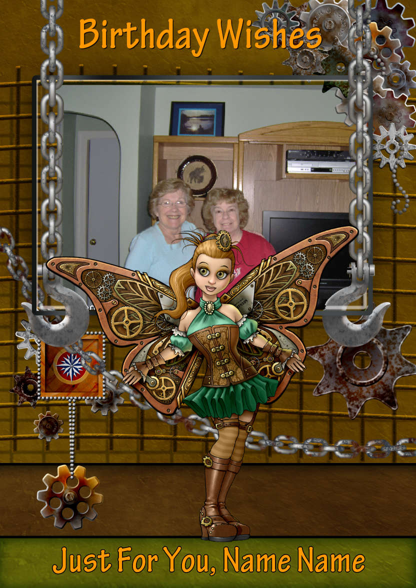 Custom Photo Greeting Card Steampunk Fairy - card made with Crafty Bob's Card Creator