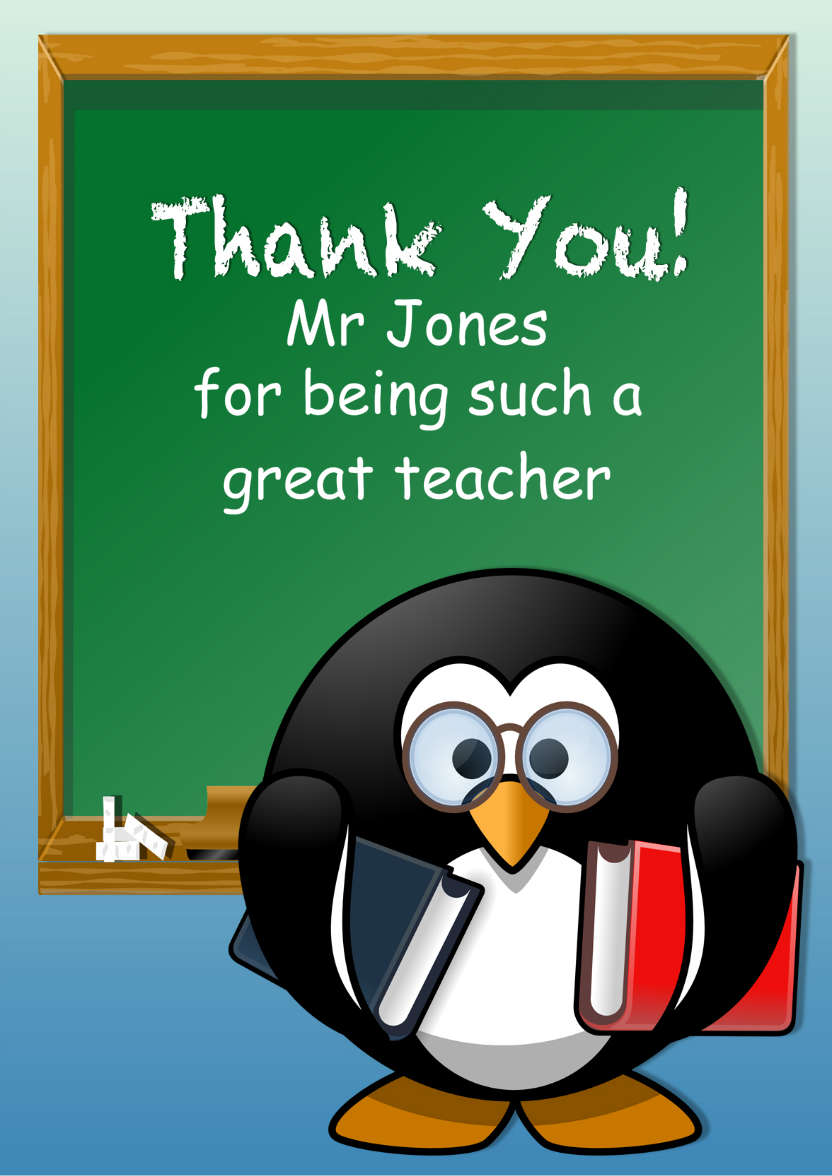 Penguin Teacher - card made with Crafty Bob's Card Creator
