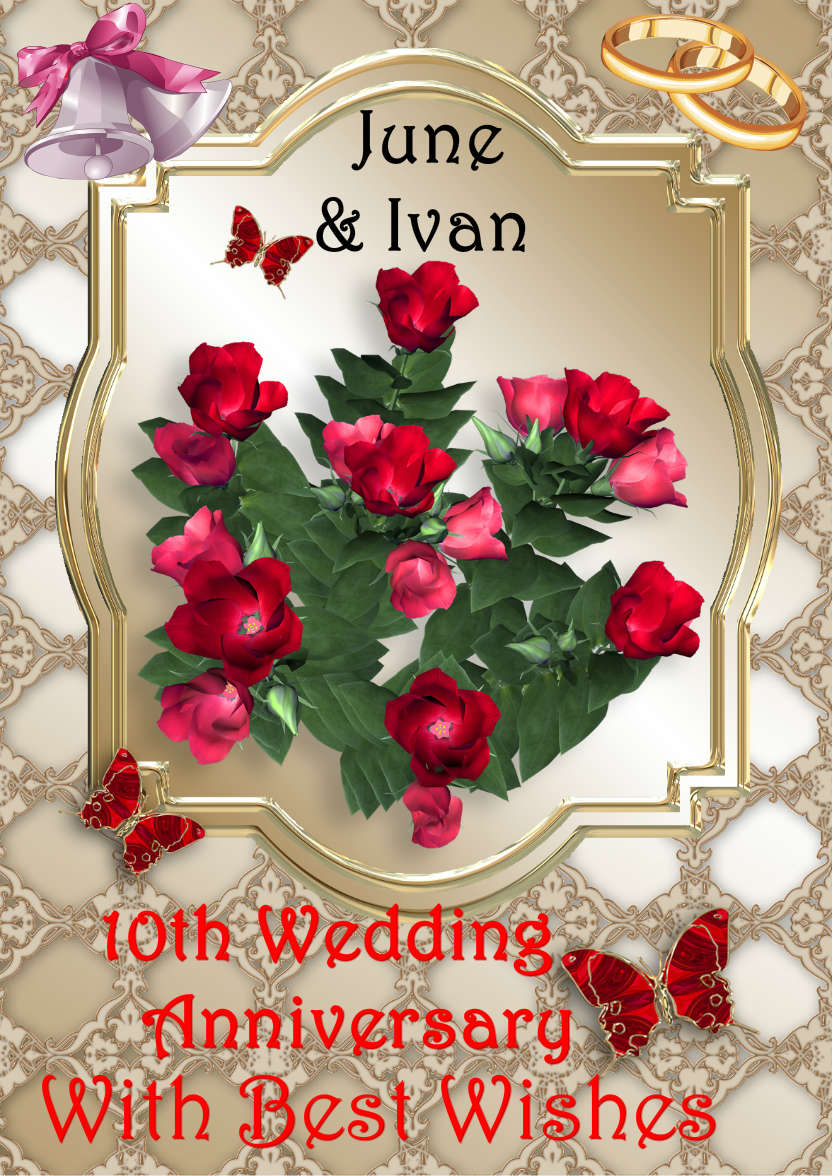 Red Flowers on Gold - card made with Crafty Bob's Card Creator