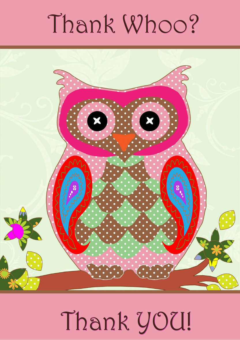 Thank Whoo Owl Card Front - card made with Crafty Bob's Card Creator