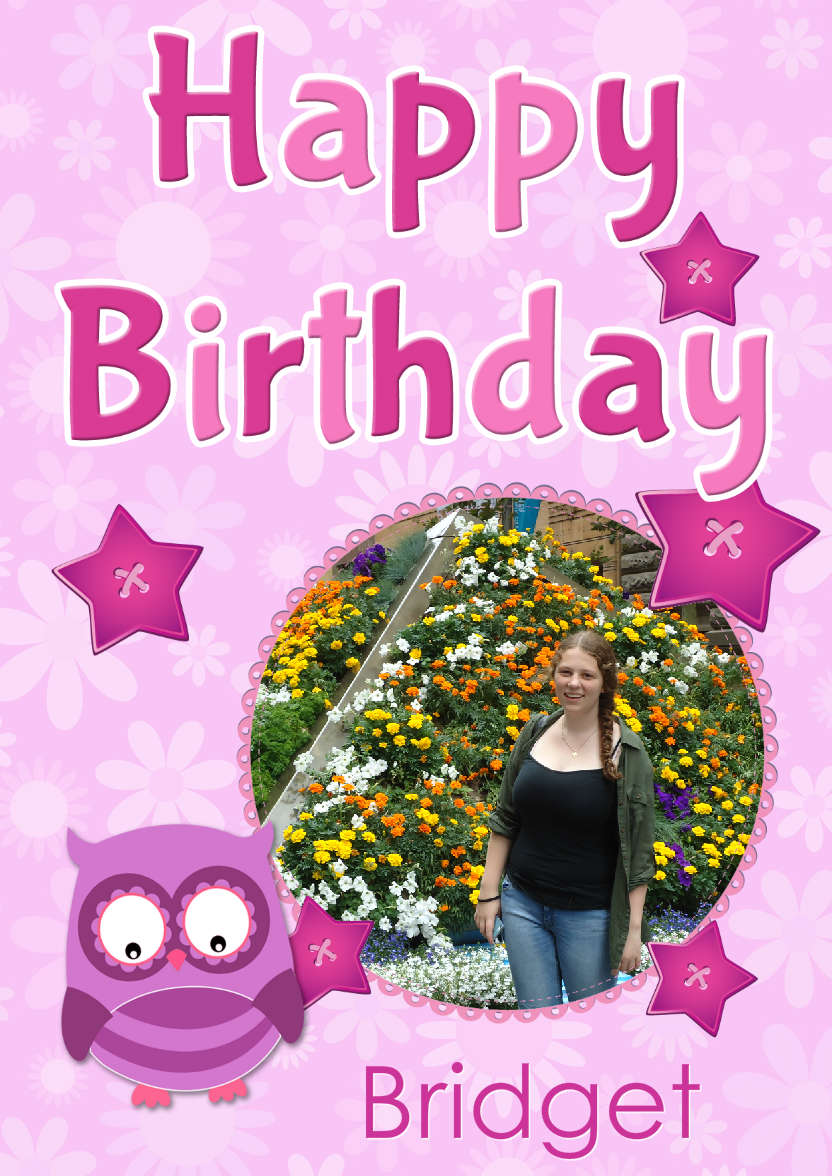 Happy Birthday Owl Photo Card - card made with Crafty Bob's Card Creator