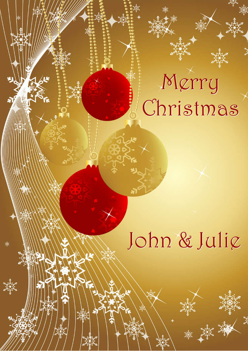 Red and Gold Christmas Baubles - card made with Crafty Bob's Card Creator