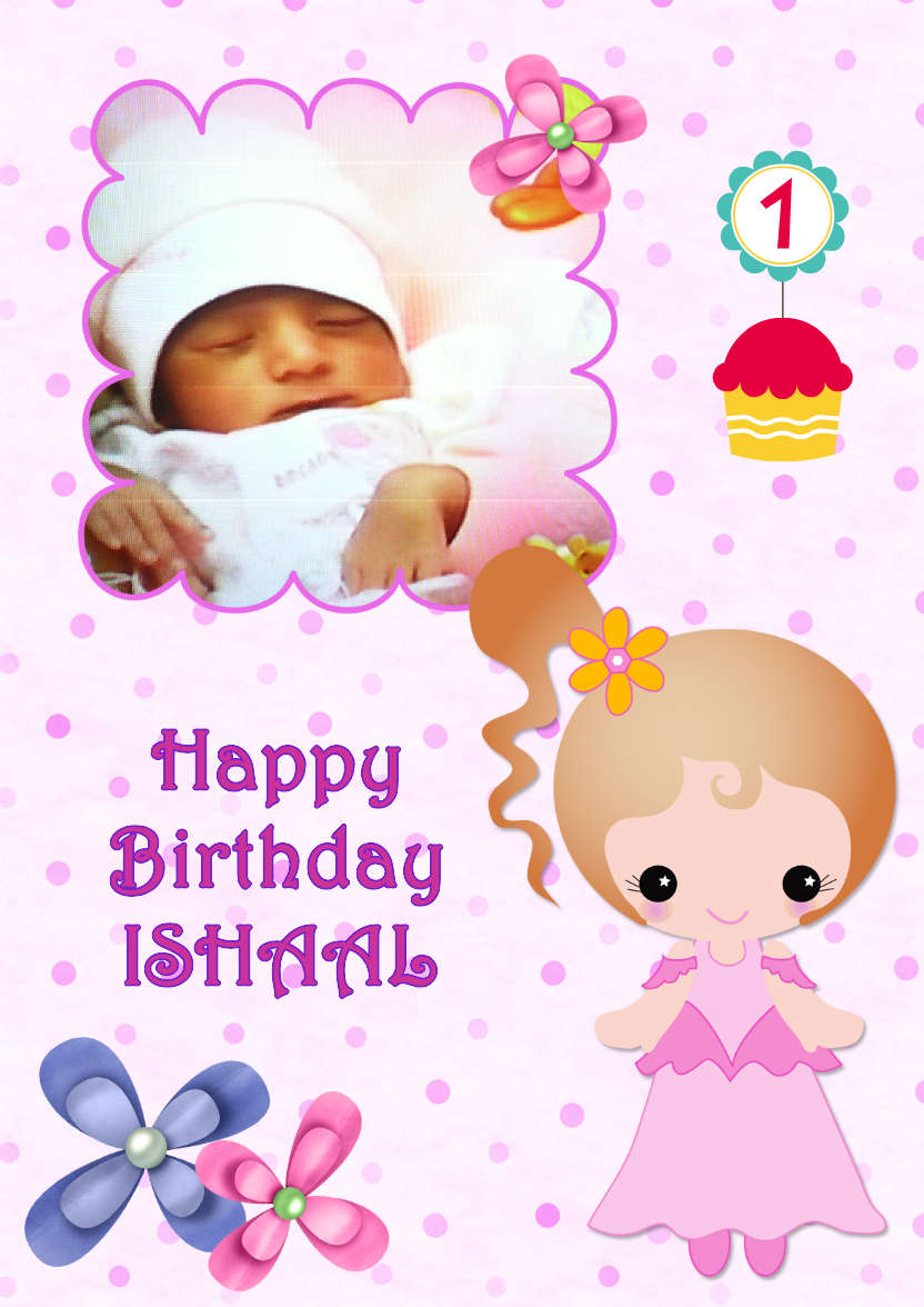 Pretty in Pink Girls Photo Card - card made with Crafty Bob's Card Creator