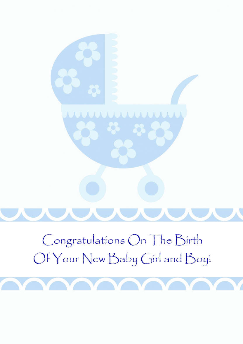 New Baby Boy Pram Card Front - card made with Crafty Bob's Card Creator