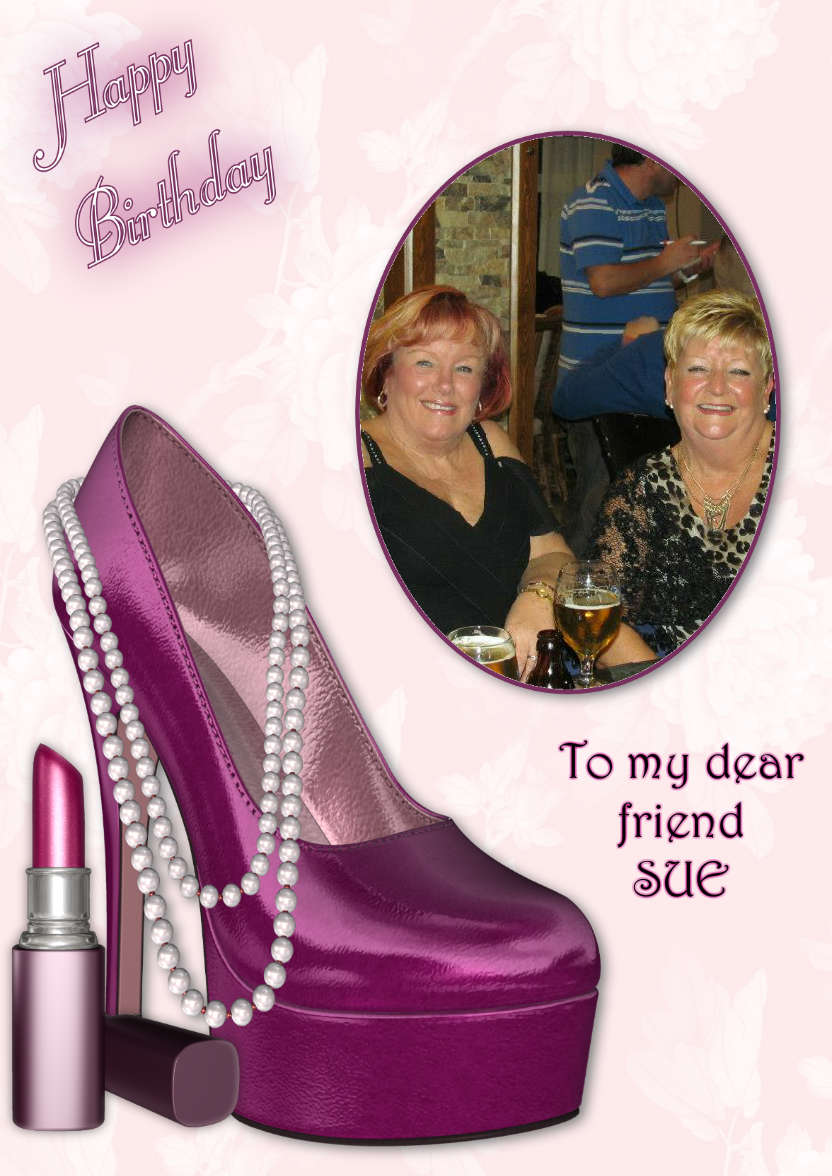Magenta Shoe - Birthday Card - card made with Crafty Bob's Card Creator