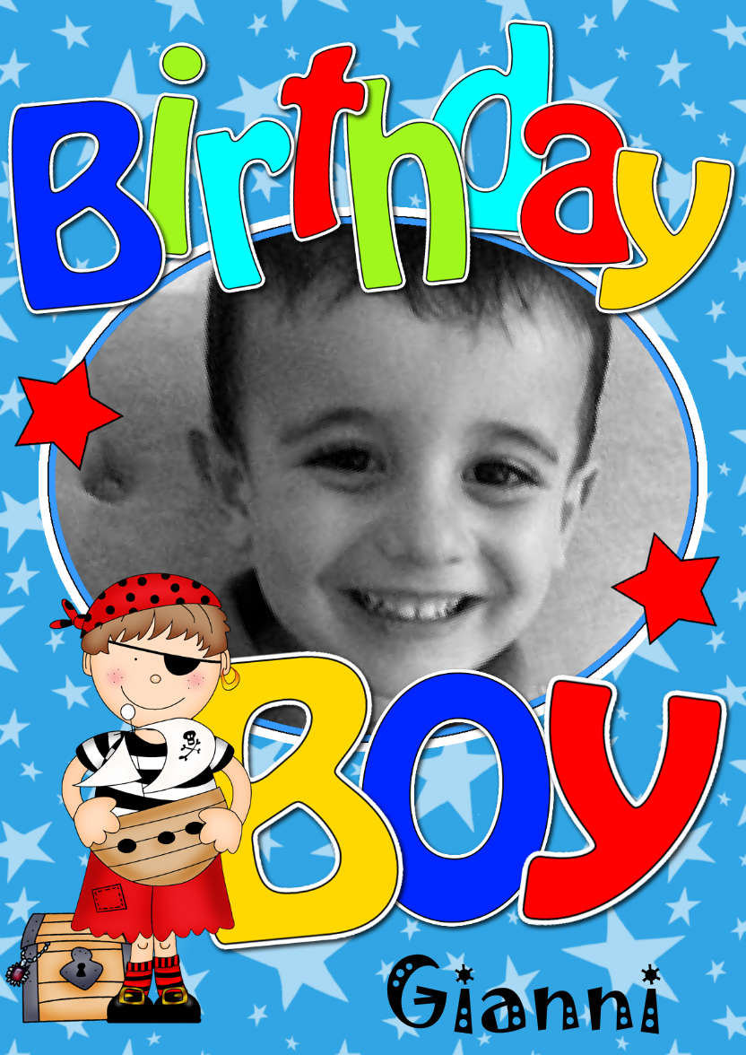 Birthday Pirate Photo Upload Card - card made with Crafty Bob's Card Creator