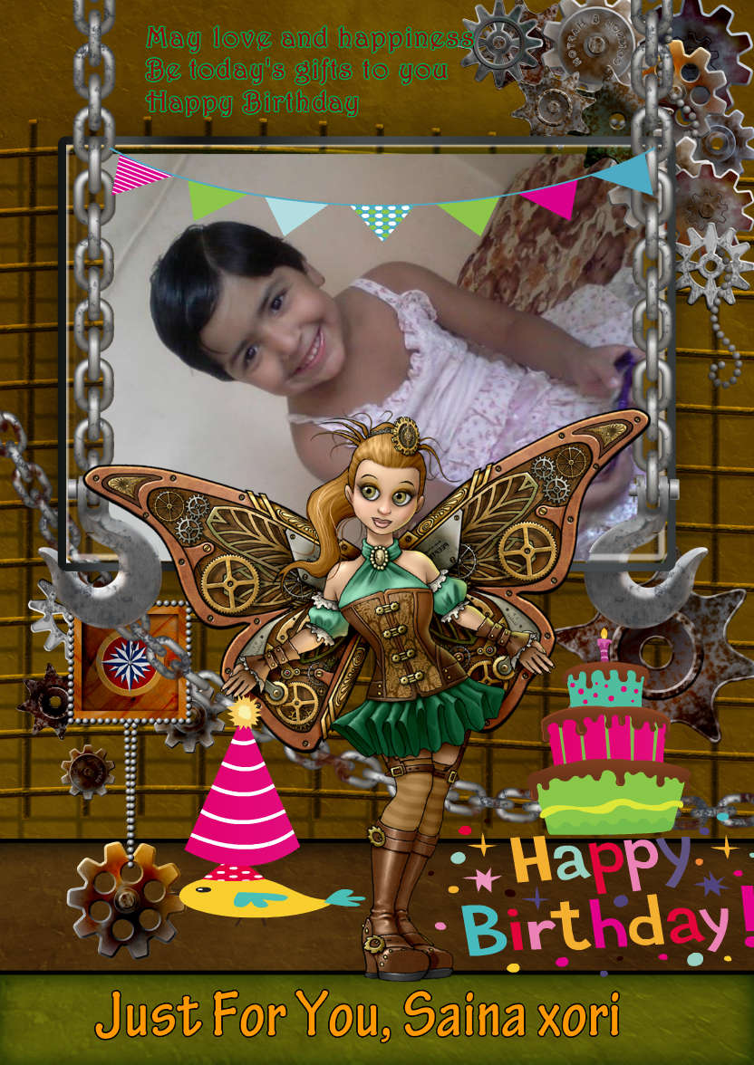 Custom Photo Greeting Card Steampunk Fairy - card made with Crafty Bob's Card Creator