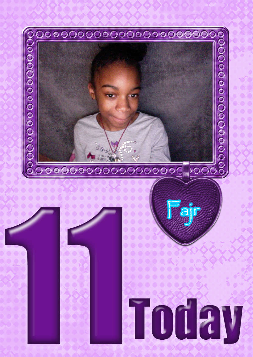 Age 11 Birthday Photo Card Girls - card made with Crafty Bob's Card Creator