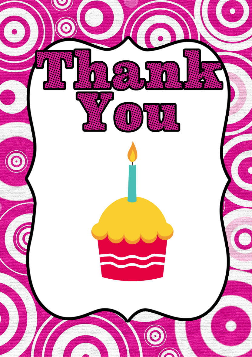 Retro Circles Thank You Card Front Pink - card made with Crafty Bob's Card Creator