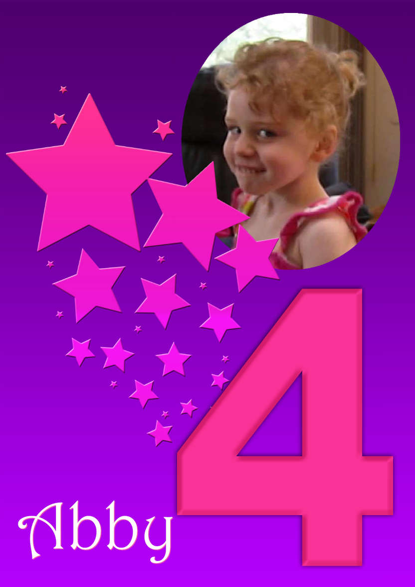 Stars Age 4 Girls Photo Card - card made with Crafty Bob's Card Creator