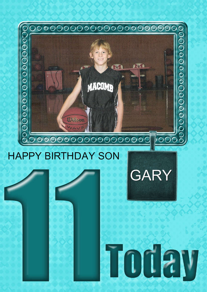 Age 11 Birthday Photo Card Boys - card made with Crafty Bob's Card Creator