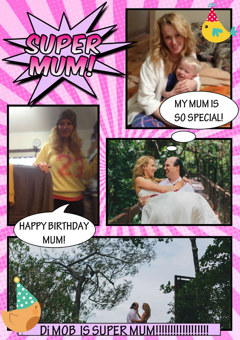 Comic Style Super Mum Photo Card - card made with Crafty Bob's Card Creator