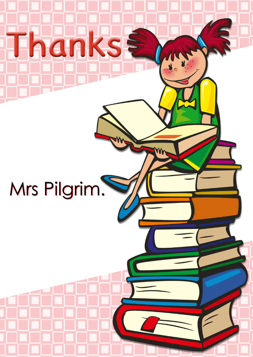 Girl with Books Thank You Teacher Card - card made with Crafty Bob's Card Creator