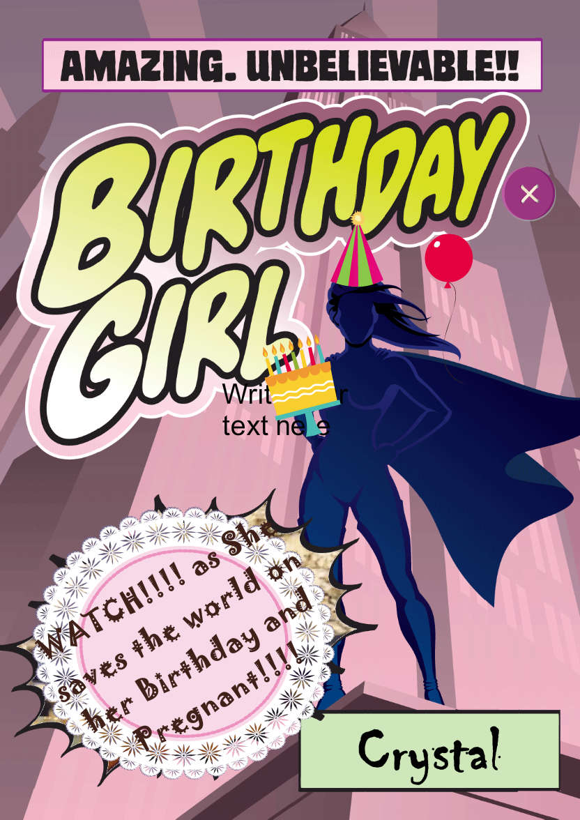 Birthday Girl Comic Style - card made with Crafty Bob's Card Creator