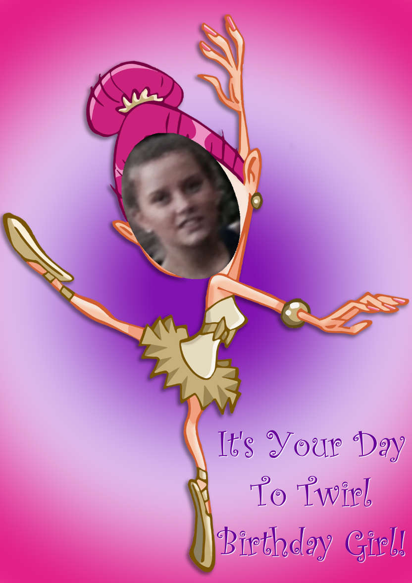 Birthday Ballerina Aperture Card - card made with Crafty Bob's Card Creator