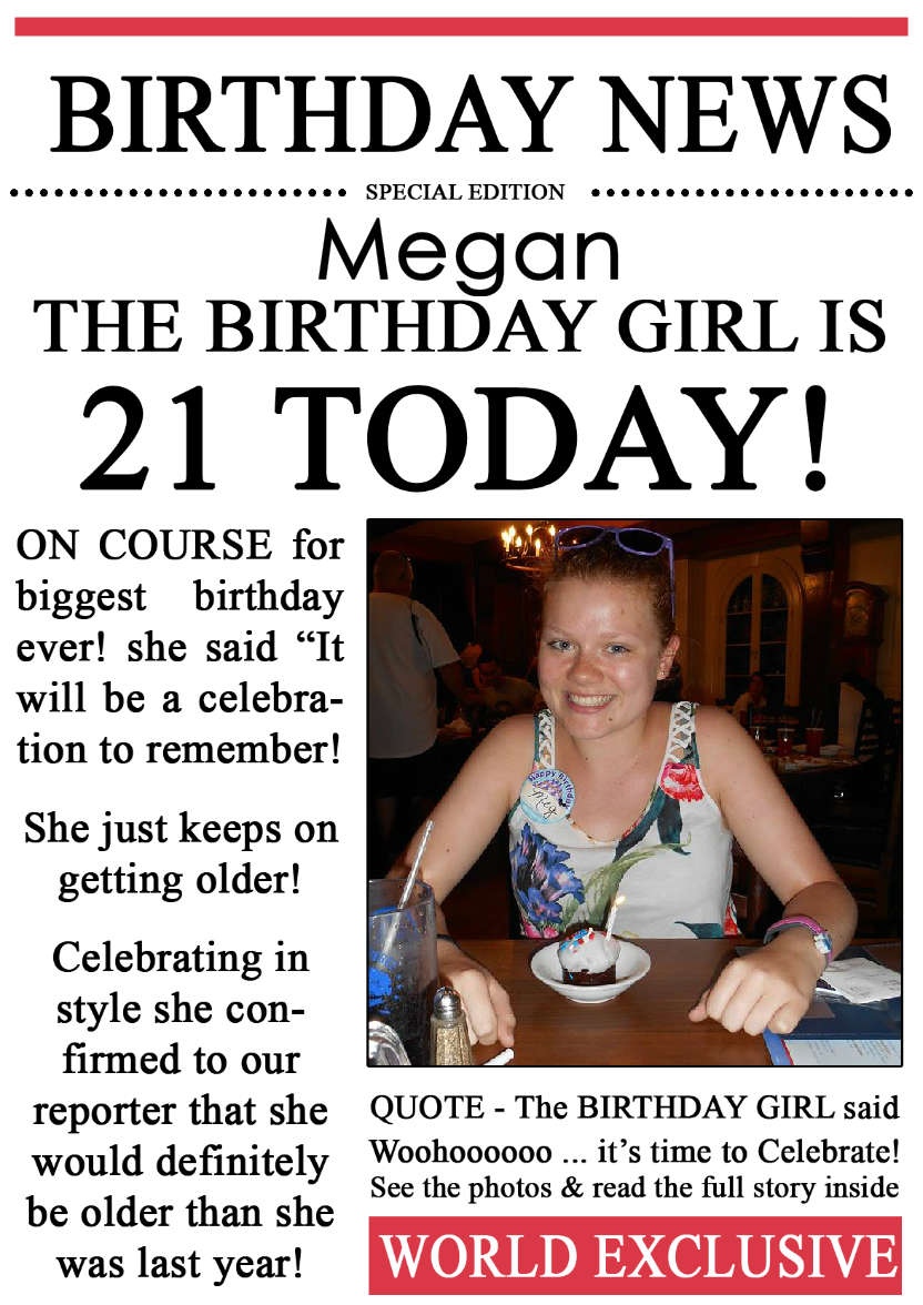 21 Today Birthday News Photo Upload Card - card made with Crafty Bob's Card Creator