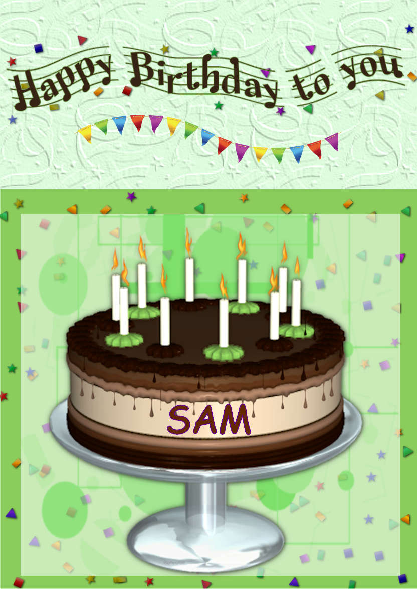 Choc Mint Birthday Cake - card made with Crafty Bob's Card Creator