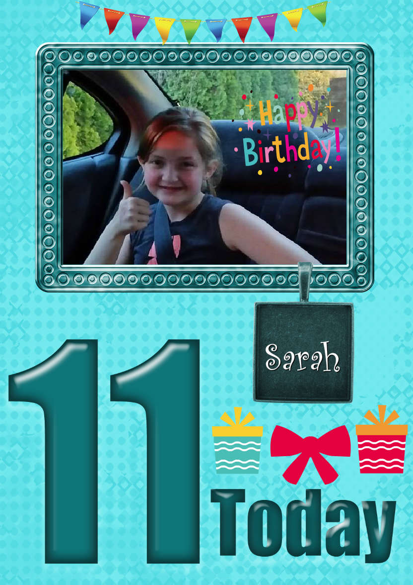 Age 11 Birthday Photo Card Boys - card made with Crafty Bob's Card Creator