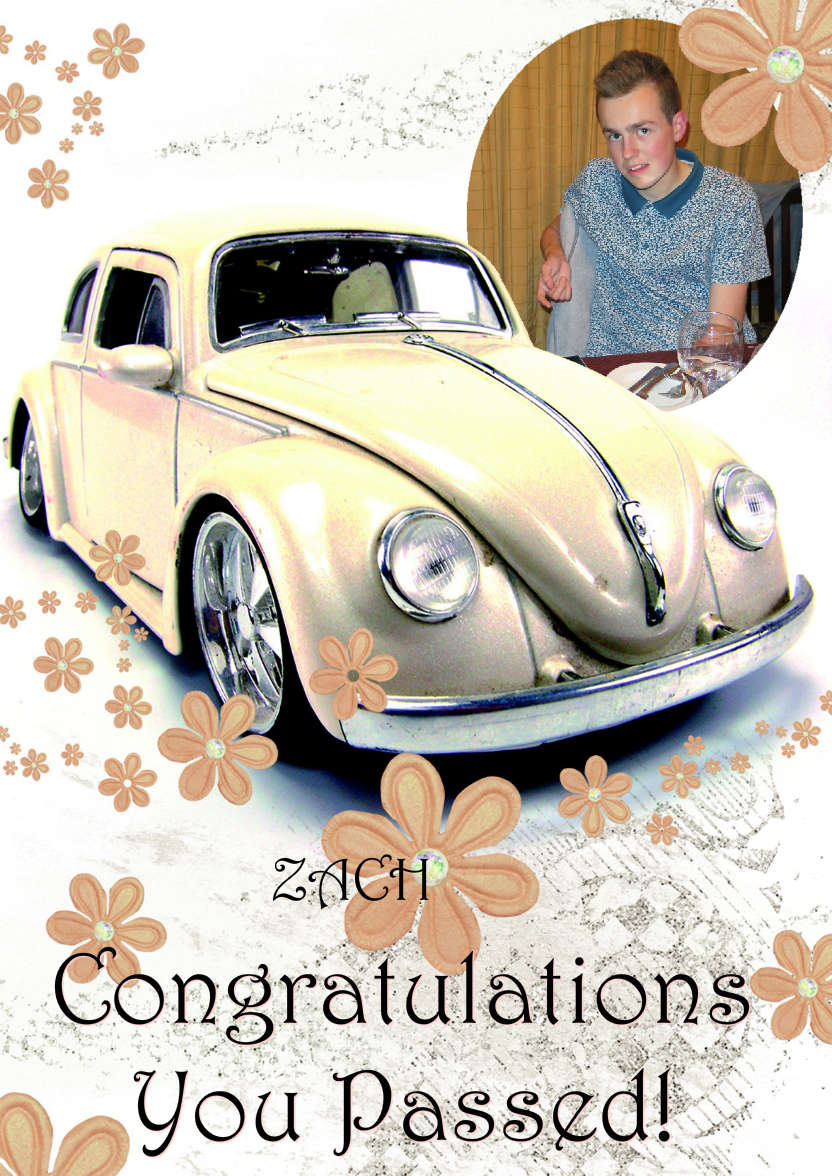Congratulations Driving Test Female - card made with Crafty Bob's Card Creator