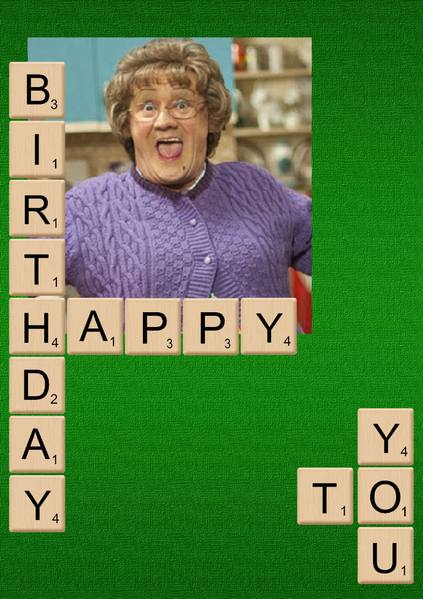 Scrabble Birthday Photo Card - card made with Crafty Bob's Card Creator