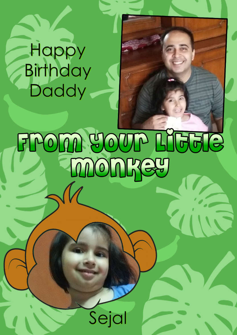 Little Monkey Photo Card - card made with Crafty Bob's Card Creator
