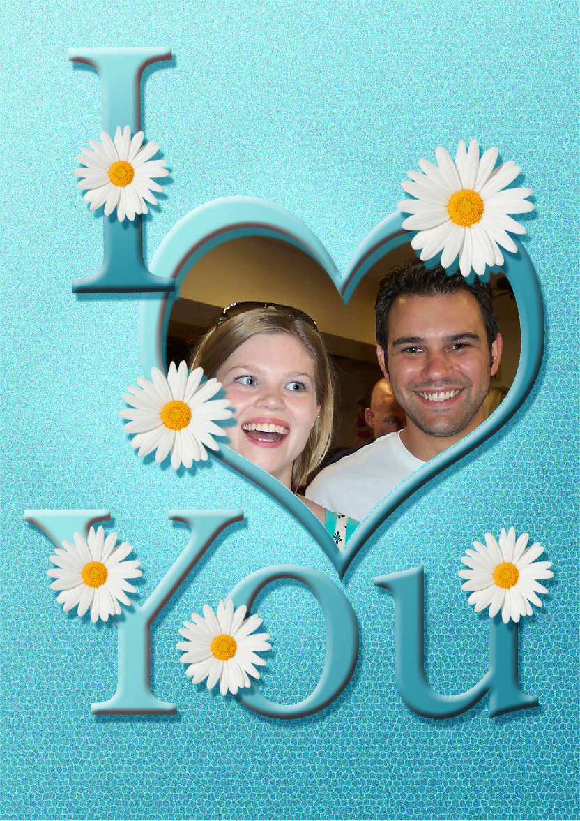 I Heart You - Aqua - Daisies - card made with Crafty Bob's Card Creator