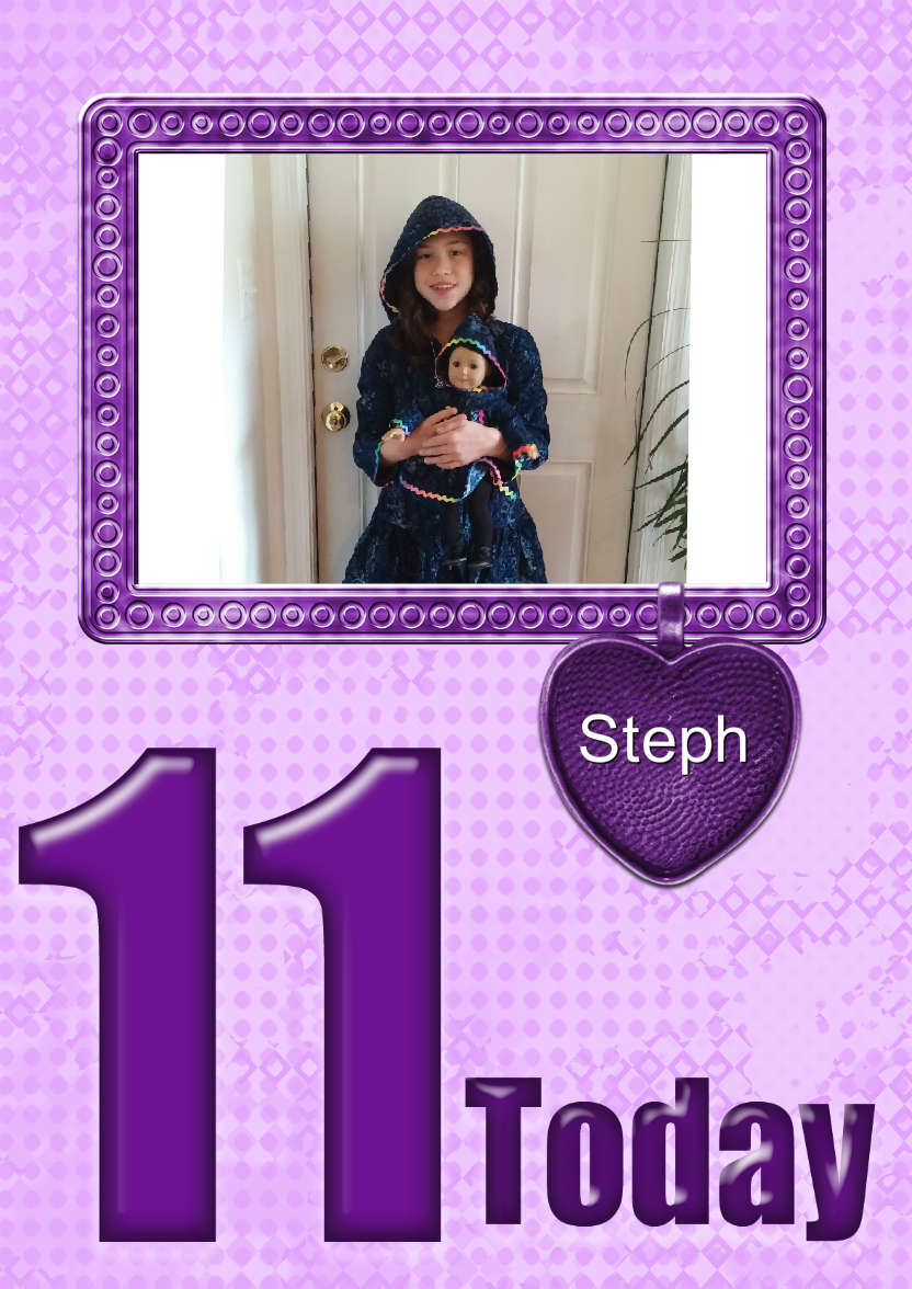 Age 11 Birthday Photo Card Girls - card made with Crafty Bob's Card Creator