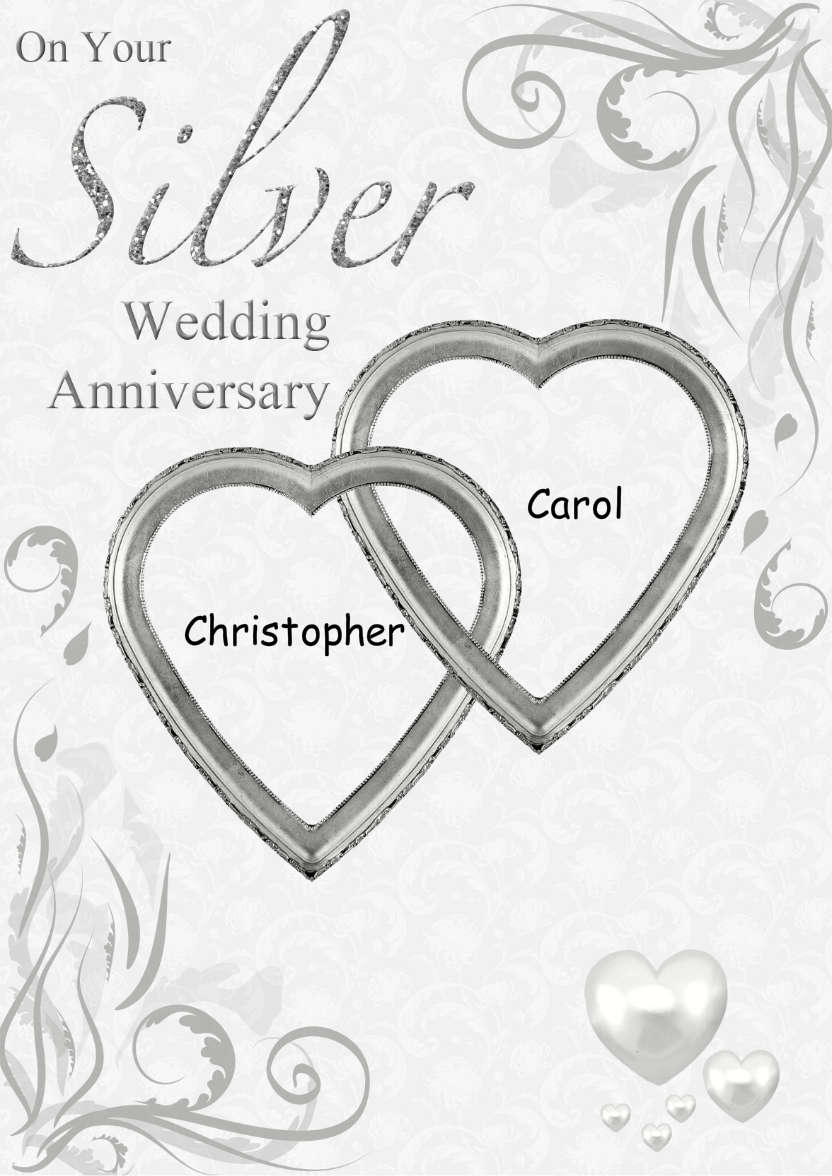 Silver Wedding Anniversary Hearts Entwined Card - card made with Crafty Bob's Card Creator